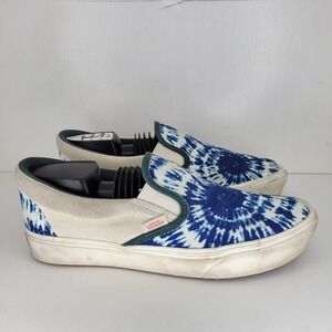 Vans Off The Wall Blue Tie-Dye Classic Slip On Shoes Comfycush Mens 7.5 Womens 9